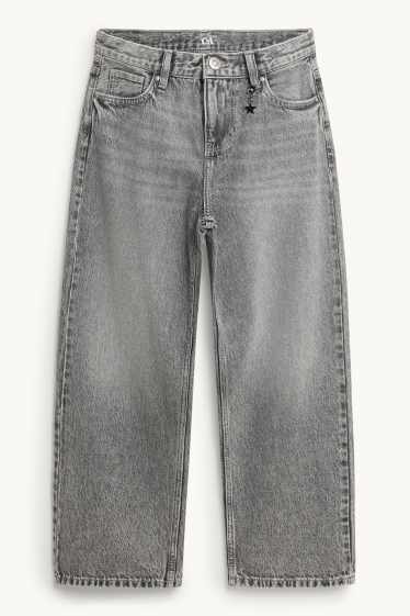 Kinder Mädchen - Stern - Skater Jeans - jeansgrau