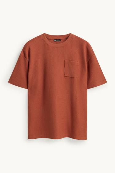 Children Boys - Short sleeve T-shirt - textured - rust