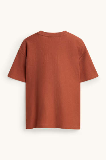 Children Boys - Short sleeve T-shirt - textured - rust