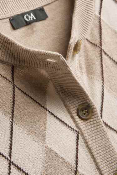 Femmes - Gilet sans manches en maille - à carreaux - beige / beige