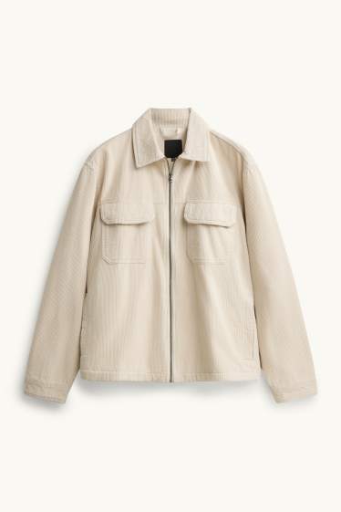 Herren - Cord-Hemdjacke - cremefarben