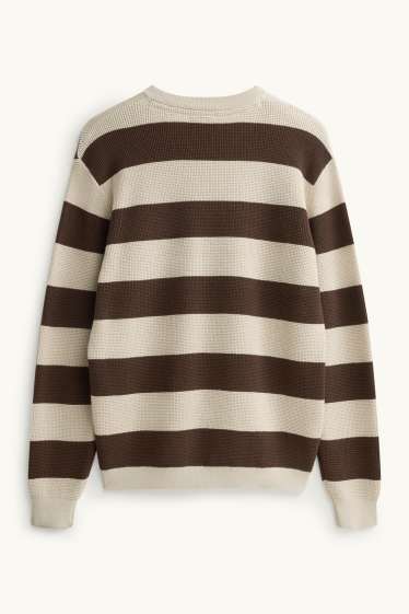 Hommes - Pull - à rayures - beige / marron