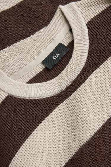 Hommes - Pull - à rayures - beige / marron
