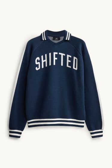 Herren - Pullover - dunkelblau / weiss