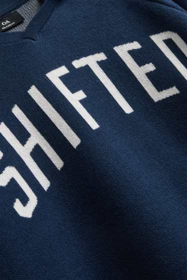 Herren - Pullover - dunkelblau / weiss