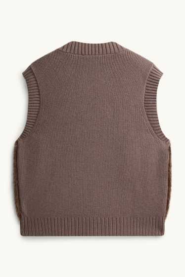 Femmes - Gilet sans manches en imitation fourrure - marron