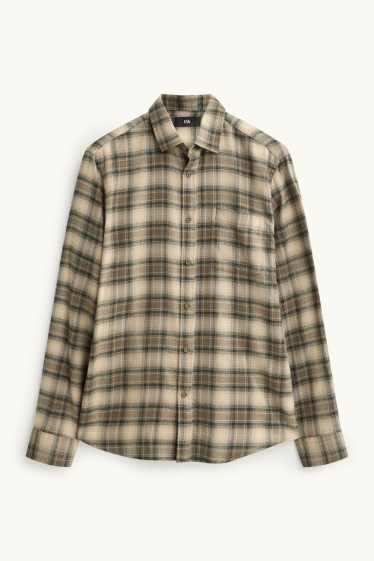 Herren - Hemd - Regular Fit - Kent - kariert - beige / braun
