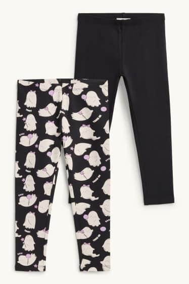 Kinderen: meisjes - Set van 2 - halloween - spook - legging - zwart / wit