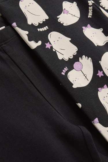 Kinderen: meisjes - Set van 2 - halloween - spook - legging - zwart / wit