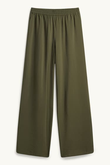 Damen - Business-Hose - High Waist - Wide Leg - dunkelgrün