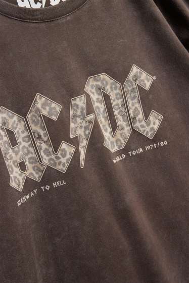 Femmes - T-shirt - Oversize - AC/DC - à motif - marron