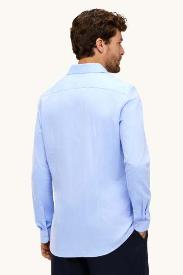 Hommes - Chemise de bureau - slim fit - col cutaway - facile à repasser - bleu