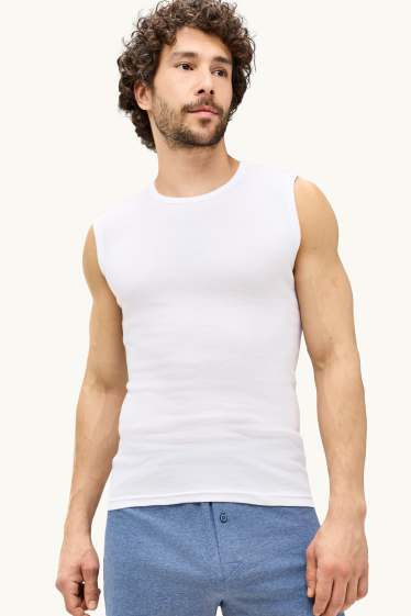 Herren - Multipack 3er - Unterhemd - Feinripp - weiss