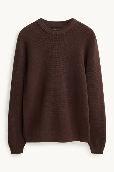 Herren - Pullover - strukturiert - braun