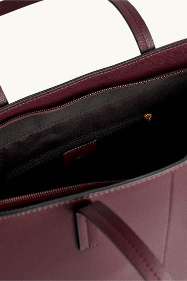 Dámské - Velká kabelka shopper - imitace kůže - bordeaux