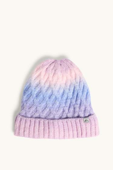 Kinder Mädchen - Ski-Mütze - Zopfmuster - pink / hellblau