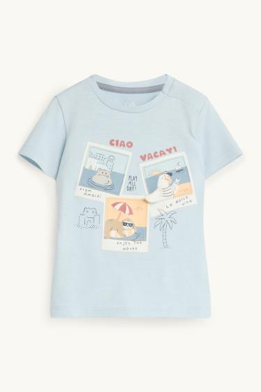 Baby Jungen - Tiere und Palme - Baby-Outfit - 2 teilig - blau