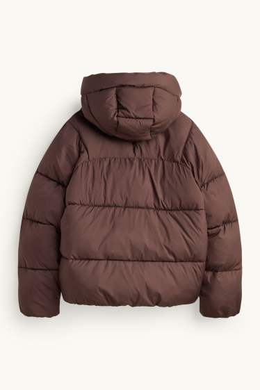 Kinder Mädchen - Steppjacke mit Kapuze - gefüttert - wasserabweisend - dunkelbraun