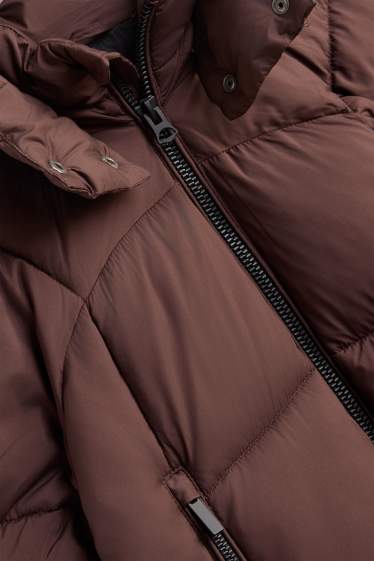 Kinder Mädchen - Steppjacke mit Kapuze - gefüttert - wasserabweisend - dunkelbraun