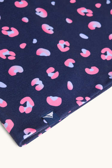 Kinderen: meisjes - Colsjaal - met patroon - blauw / fuchsiarood