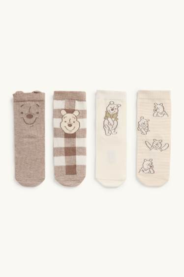 Bébés filles - Lot de 4 paires - Winnie l'ourson - chaussettes pour bébé à motif - beige