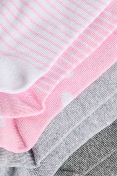 Bambine - Confezione da 7 - motivo cuore - calzini - grigio / fucsia