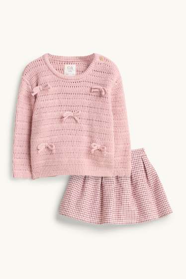 Miminka - dívky - Mašličky - outfit pro miminka - 2dílný - narůžovělá
