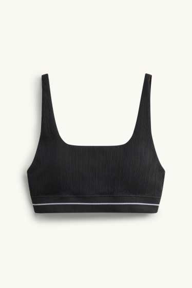 Femei - Bustieră - vătuită - reiată - seamless - negru