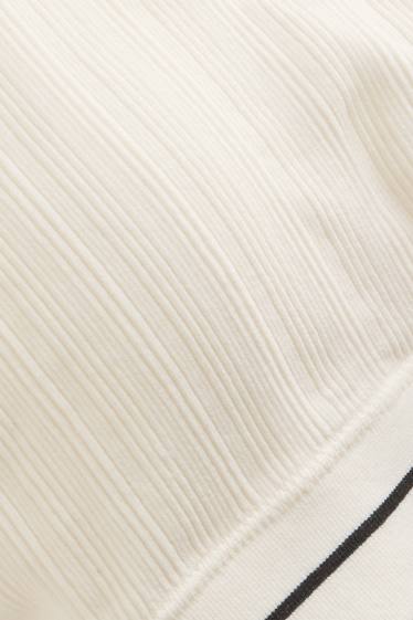 Femmes - Brassière - ampliforme - finition côtelée - seamless - blanc crème