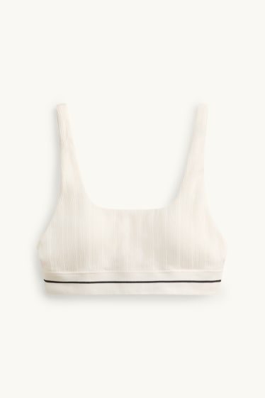 Femmes - Brassière - ampliforme - finition côtelée - seamless - blanc crème