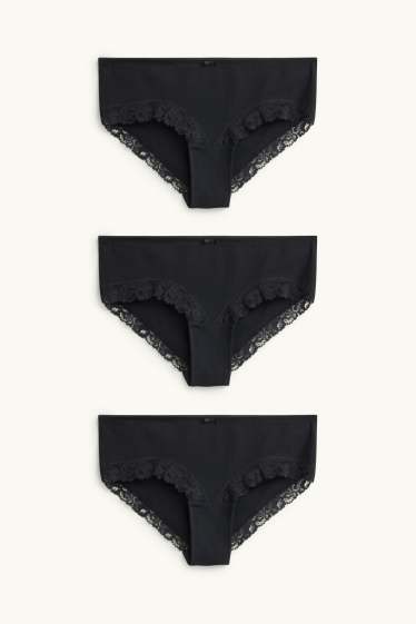 Dames - Set van 3 - hipster - zwart