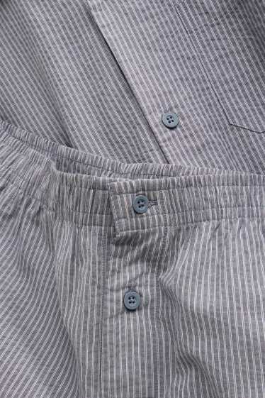 Hommes - Pyjama - à rayures - bleu / blanc