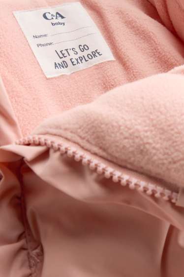 Bébés filles - Petit nœud - combinaison de neige pour bébé avec capuche - doublée - saumon