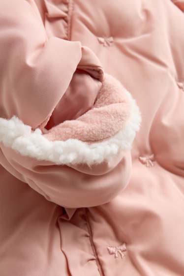 Bébés filles - Petit nœud - combinaison de neige pour bébé avec capuche - doublée - saumon