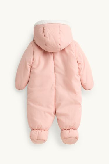Bébés filles - Petit nœud - combinaison de neige pour bébé avec capuche - doublée - saumon