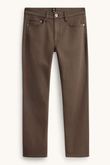 Bărbați - Pantaloni - slim fit - LYCRA® - maro