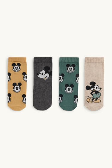 Nadó nen - Paquet de 4 - Mickey Mouse - mitjons amb dibuix per a nadó - beix/daurat