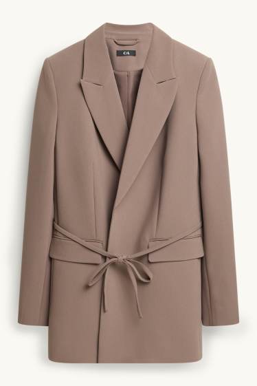 Femmes - Blazer long - regular fit - beige