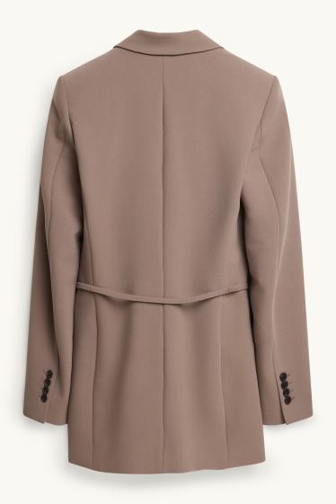 Femmes - Blazer long - regular fit - beige