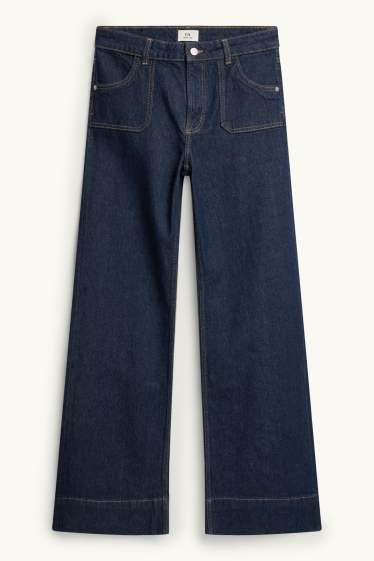 Femei - Wide leg jeans - talie joasă - denim-albastru închis