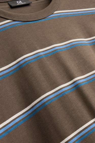 Herren - T-Shirt - Regular Fit - gestreift - braun / blau