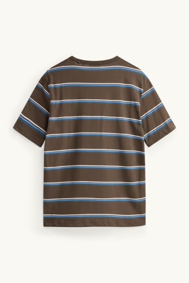 Herren - T-Shirt - Regular Fit - gestreift - braun / blau