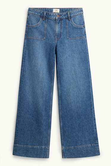 Femei - Wide leg jeans - talie joasă - denim-albastru