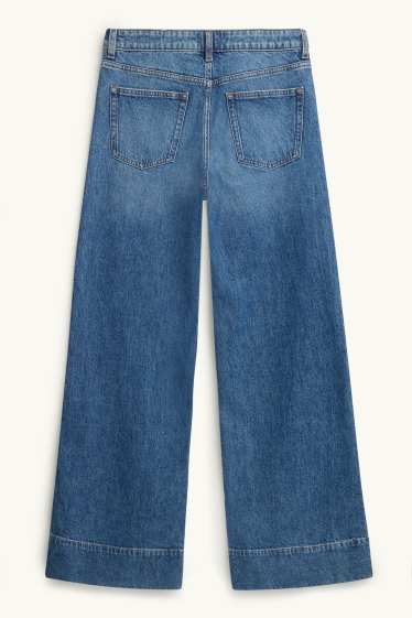 Femei - Wide leg jeans - talie joasă - denim-albastru