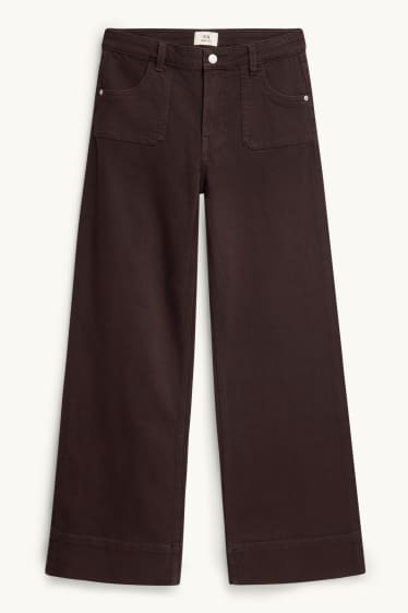 Femei - Wide leg jeans - talie joasă - maro închis