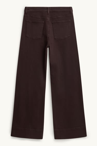 Femei - Wide leg jeans - talie joasă - maro închis