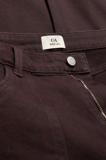 Femei - Wide leg jeans - talie joasă - maro închis