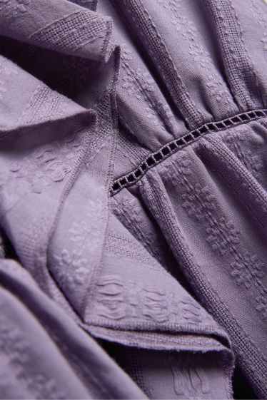 Dames - Blouse met V-hals - paars
