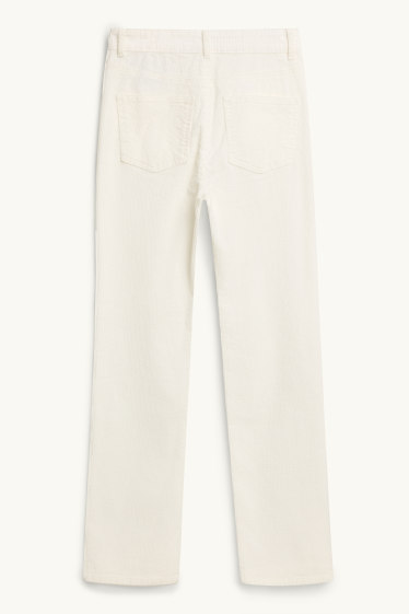 Donna - Pantaloni di velluto a coste - vita alta - straight fit - LYCRA ® - bianco crema