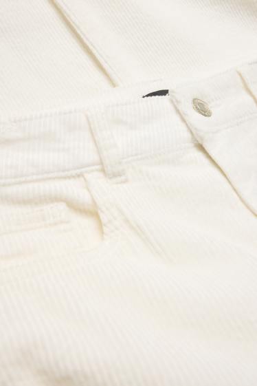 Donna - Pantaloni di velluto a coste - vita alta - straight fit - LYCRA ® - bianco crema